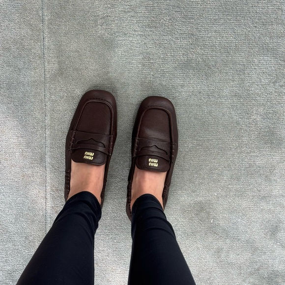 Miu Miu Loafer Brown Ruches nappa leather loafers size 37 boat shoe - Picture 9 of 10